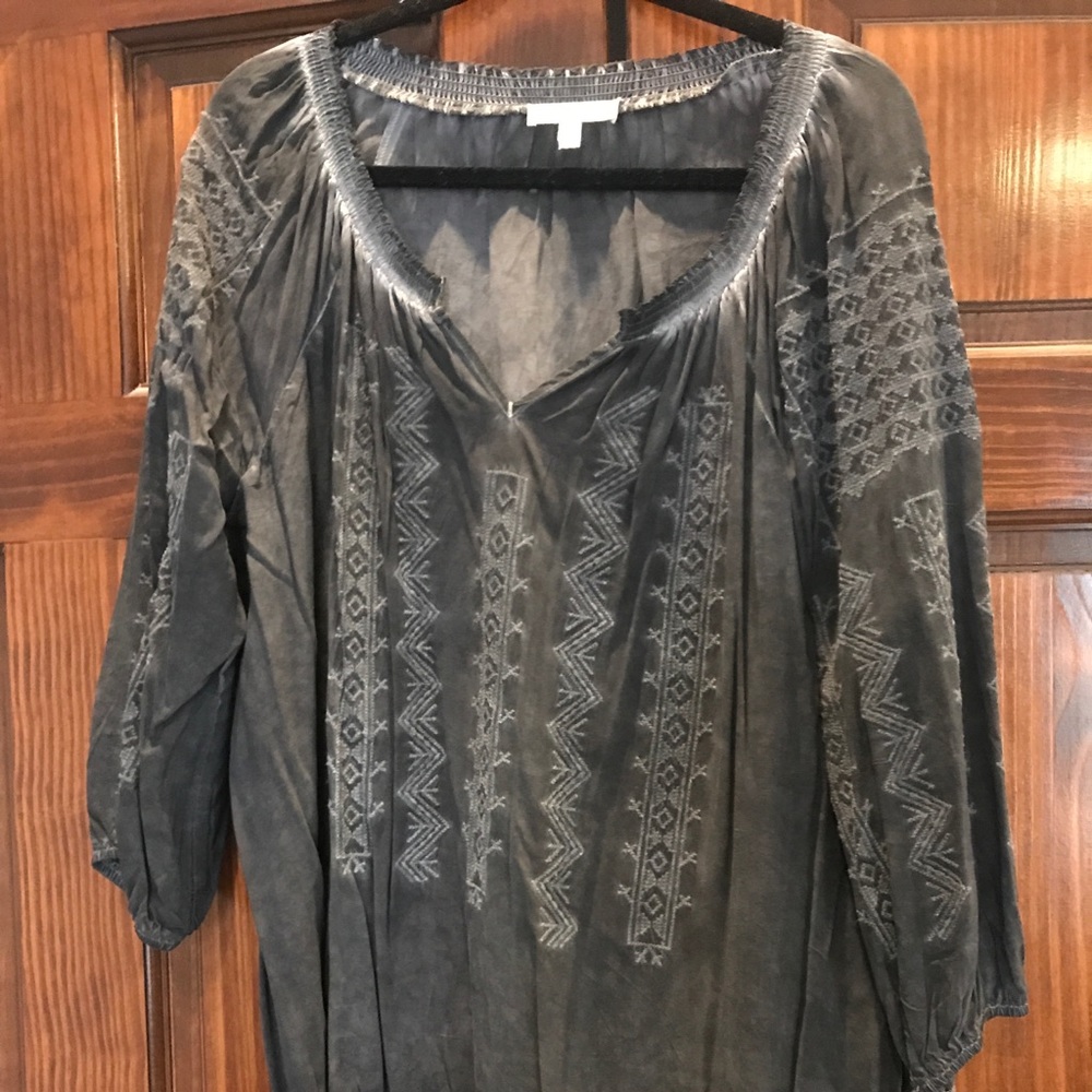 Freeway Embroidered Top with Fringe Detail